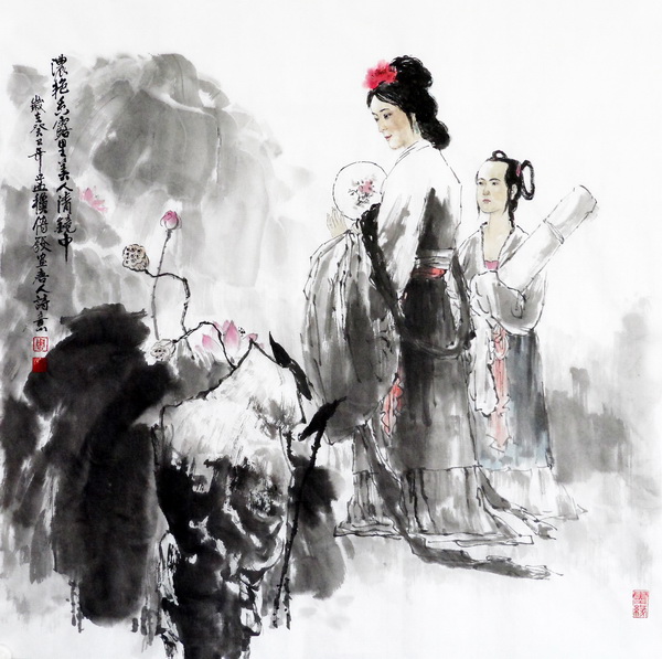 赏荷图（70X70cm）