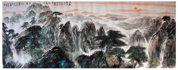 王善樵《涧底听鸣琴》(70x178cm)