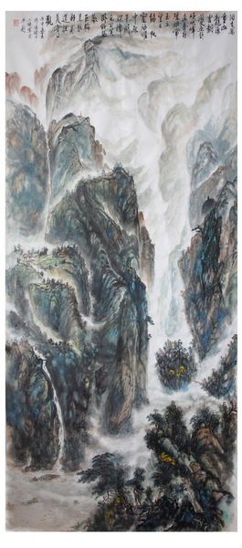 王善樵《浪淘沙.三峡写意图》95x180cm
