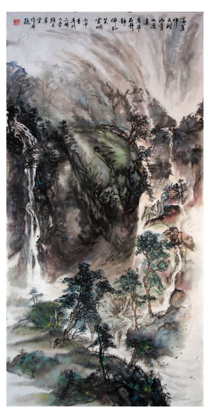 王善樵《山青水流远》( 69x138cm)