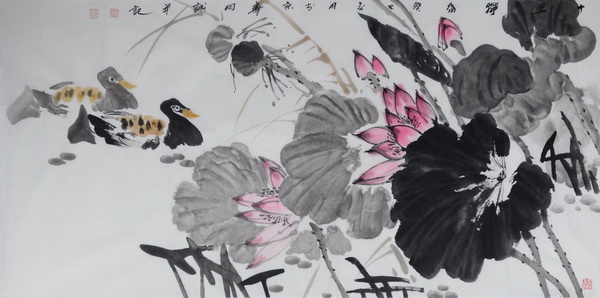 田诚《十里荷香》4尺