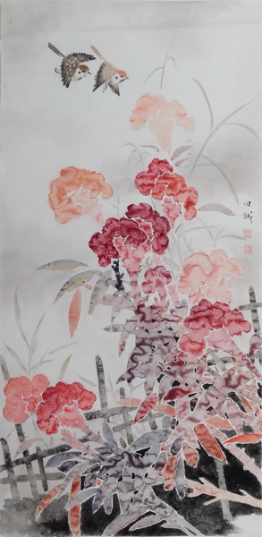 田诚《鸟语花香》4尺