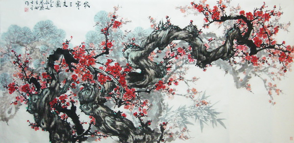 向士平《岁寒三友》90×180