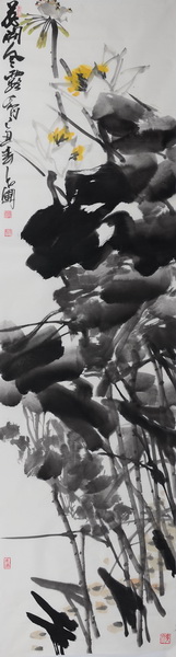 鞠占圃《花鸟4》180x49cm