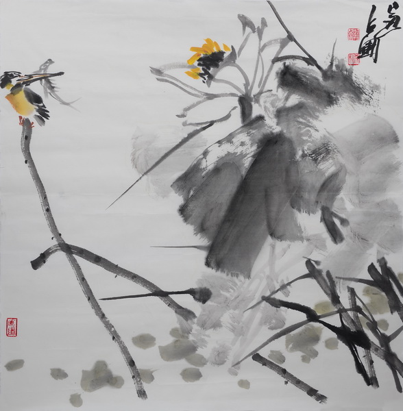 鞠占圃《花鸟10》68x68cm