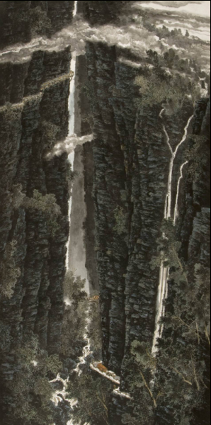 鞠占圃《山水》68x136cm5