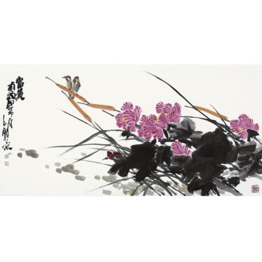 鞠占圃《富贵有约》138x68cm