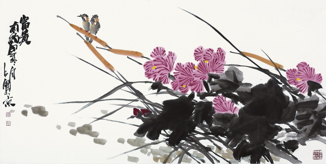 鞠占圃《富贵有约》138x68cm